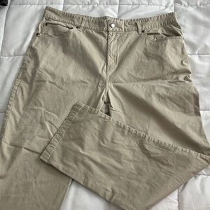 Neutral Beige Straight-Leg Khaki Pants